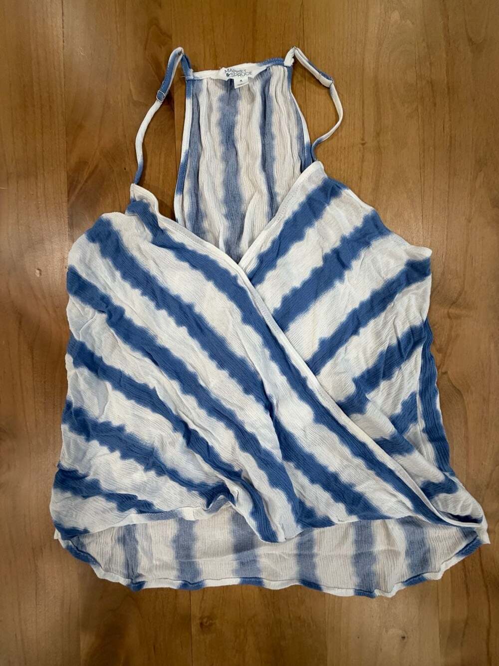 Market & Spruce Surplice Tank Size M Blue White Striped Top